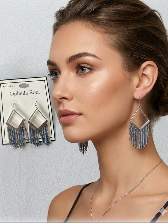 Ophelia Roe Jewelry - Ophelia Roe Silver and Blue Fringe Earrings Nickel free